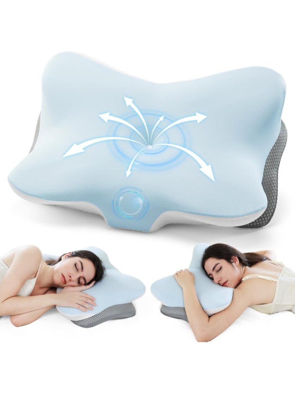 〽️Memory Foam Cervical Pillow Contour Orthopedic Neck Pain Relief Shoulder Blue
